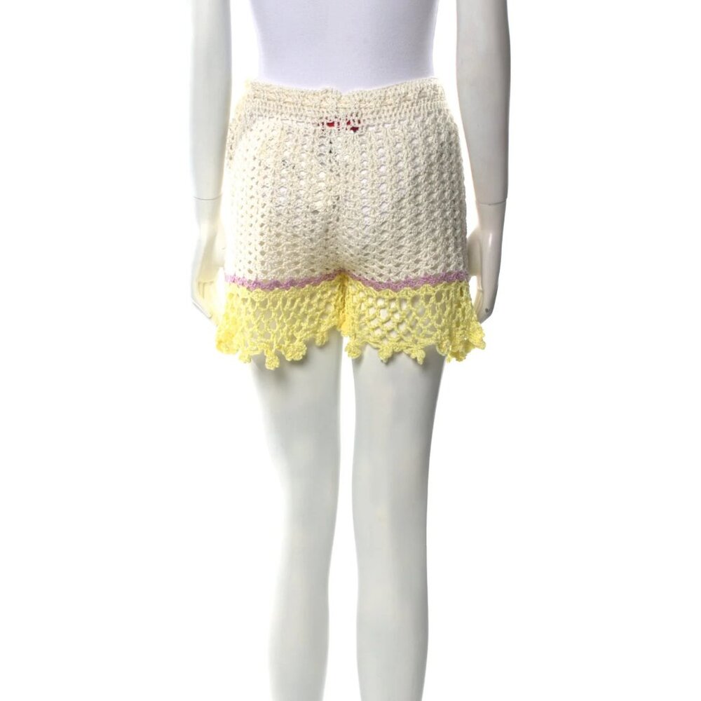 Andreeva High Rise Cotton Crochet Mini Shorts, Resort Wear, Size Medium - Picture 4 of 7